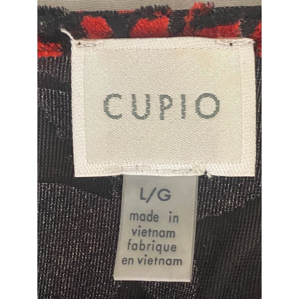 Cupio Women's Burnout Blouse Sz L Velvet Red Black Bell Sleeve Whimsygoth Gypsy - Picture 4 of 6